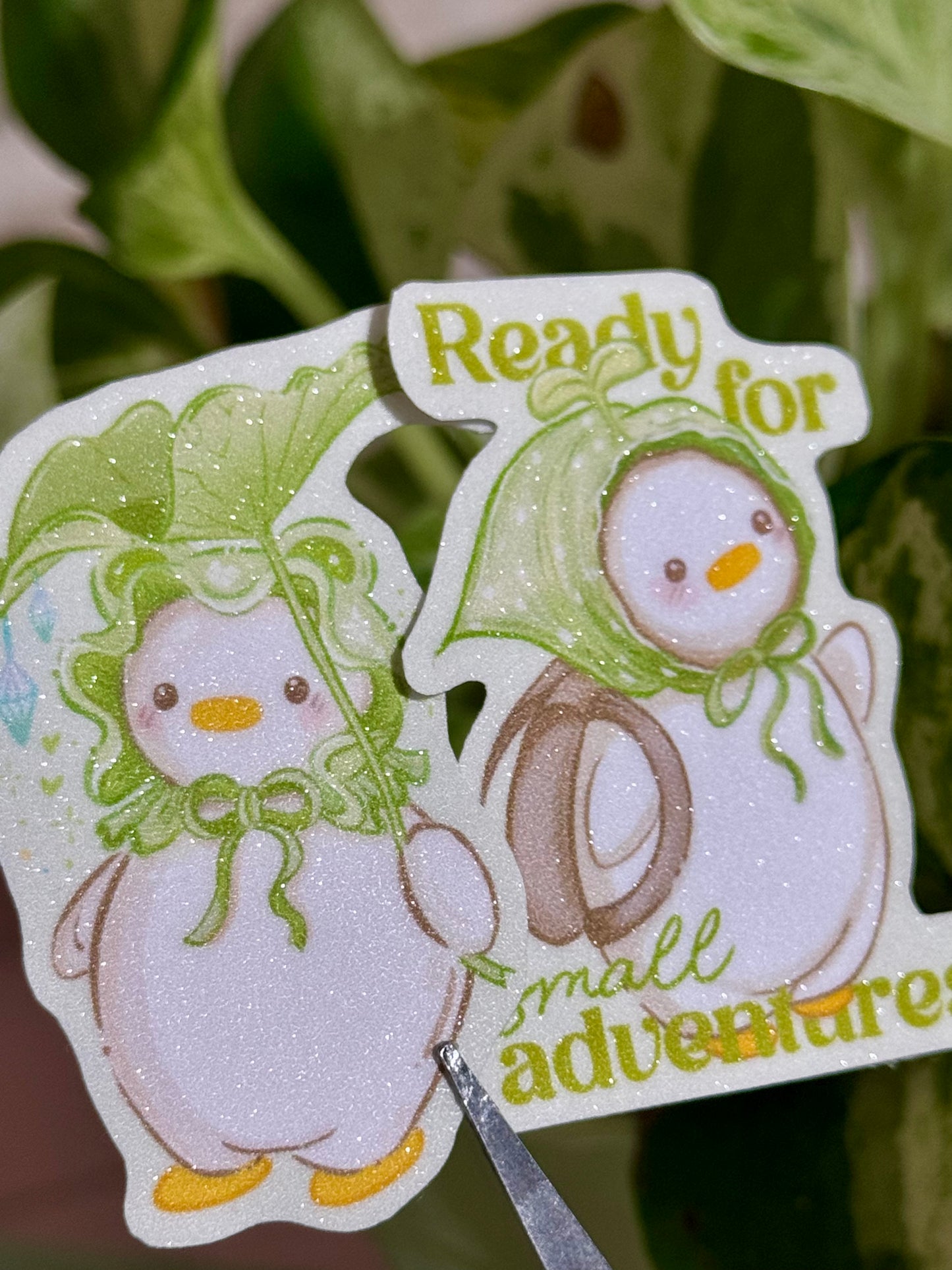 2 goose stickers (glitter laminate)