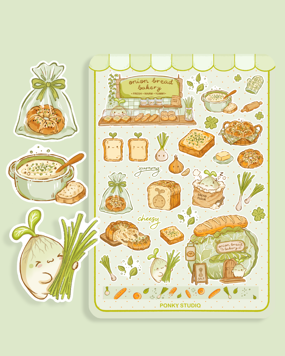 Onion bread bakery 🥯 sticker sheet