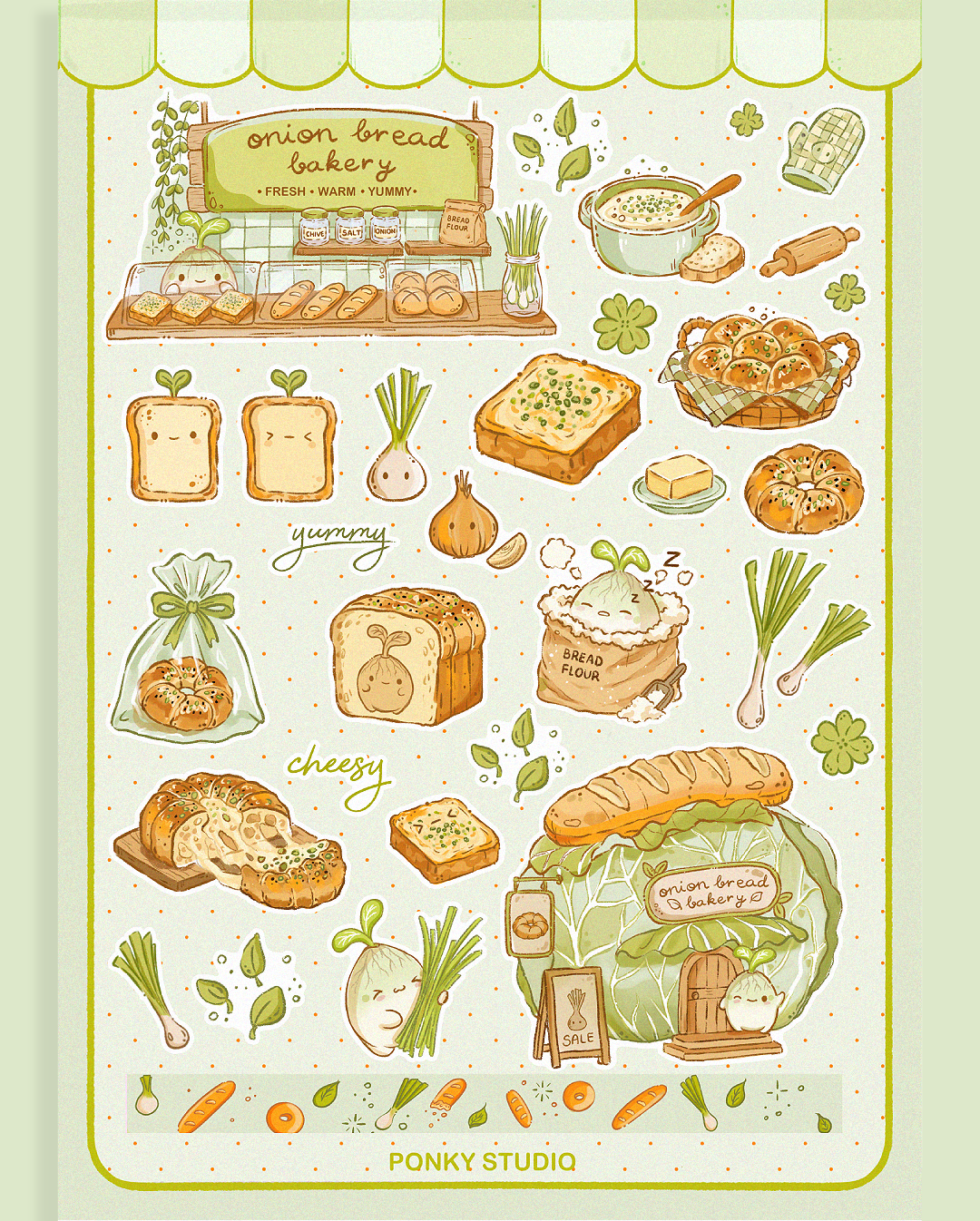 Onion bread bakery 🥯 sticker sheet